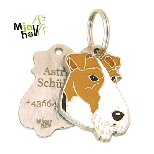 Foxterrier dog id tag, custom engraved.